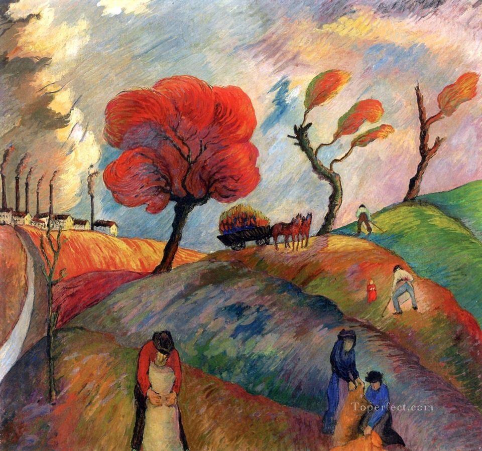 árboles rojos Marianne von Werefkin Expresionismo Pintura al óleo
